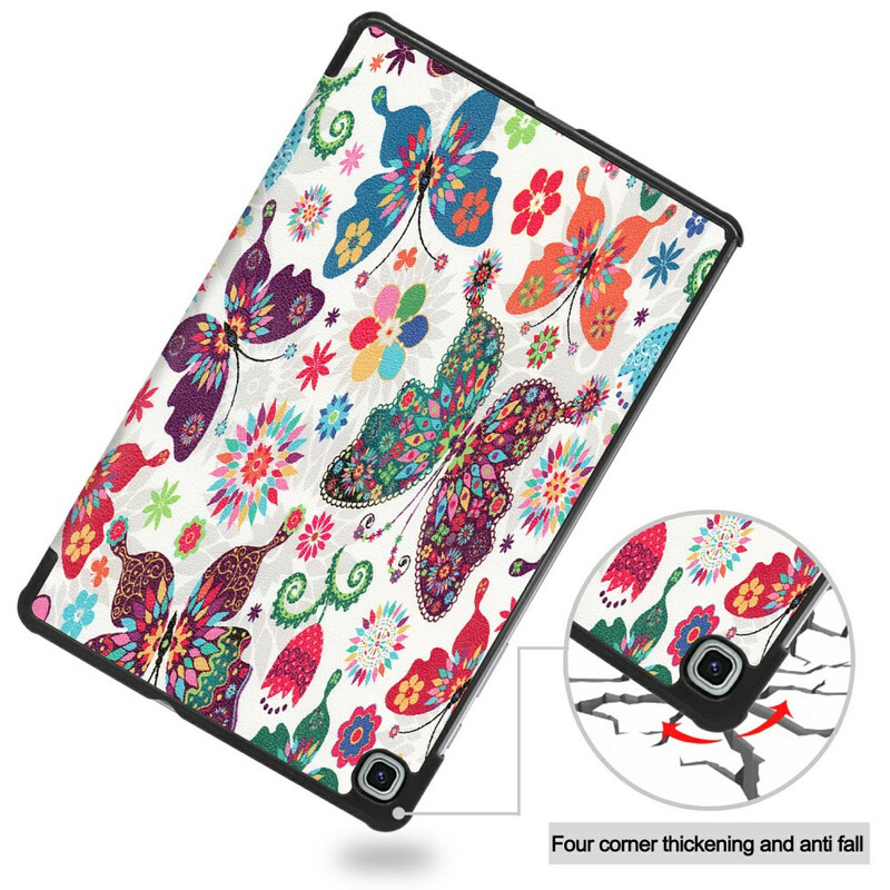 Smart Case Samsung Galaxy Tab S6 Lite Butterflies and Flowers Retro