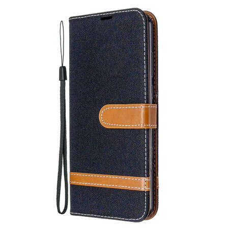 Case Huawei Y6p Fabric and Leather effect with strap