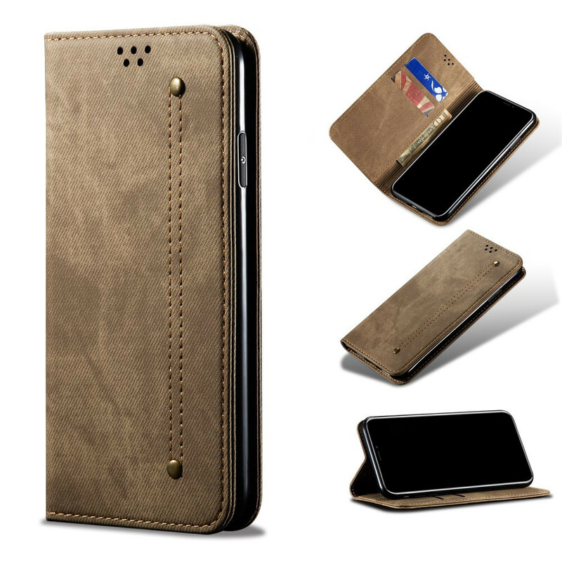 Flip Cover Oppo A72 Simili Cuir Texture Jeans