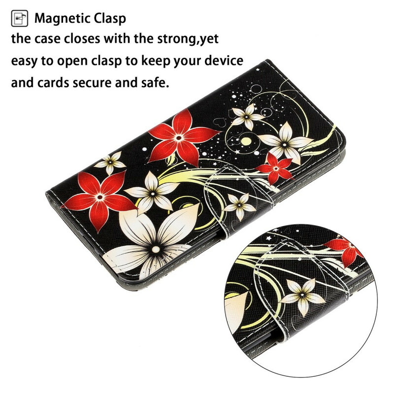 Xiaomi Redmi Note 9 Colorful Flower Strap Case