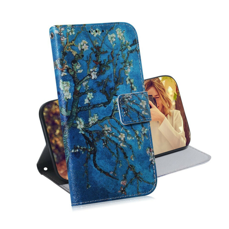 Case Xiaomi Redmi Note 9 Flowered Tree Blue Background