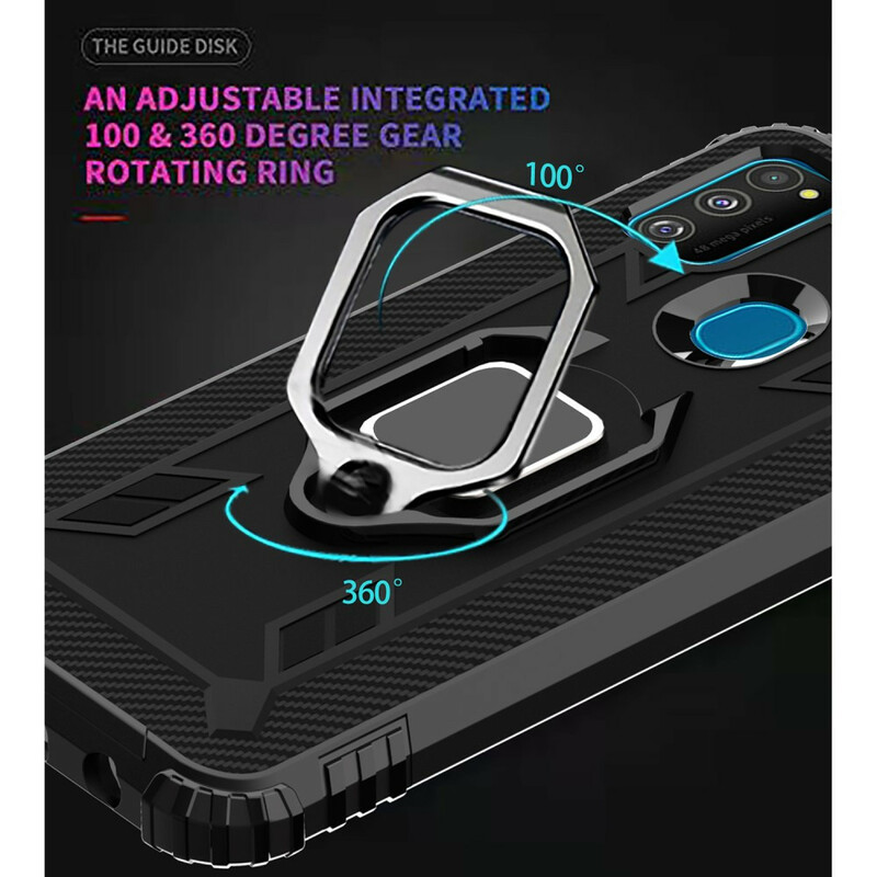Samsung Galaxy M21 Ring and Carbon Fiber Case