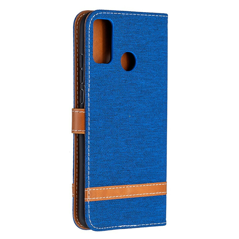 Honor 9X Lite Fabric and Leather effect case with strap