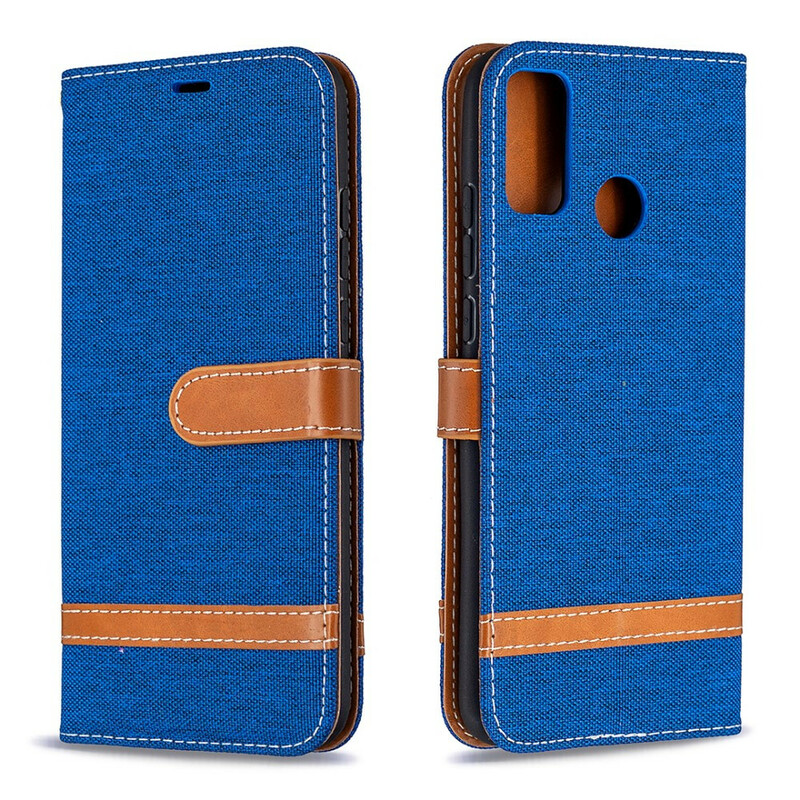 Honor 9X Lite Fabric and Leather effect case with strap