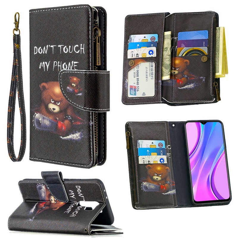 Xiaomi Redmi 9 Bear Zipper Pocket Case