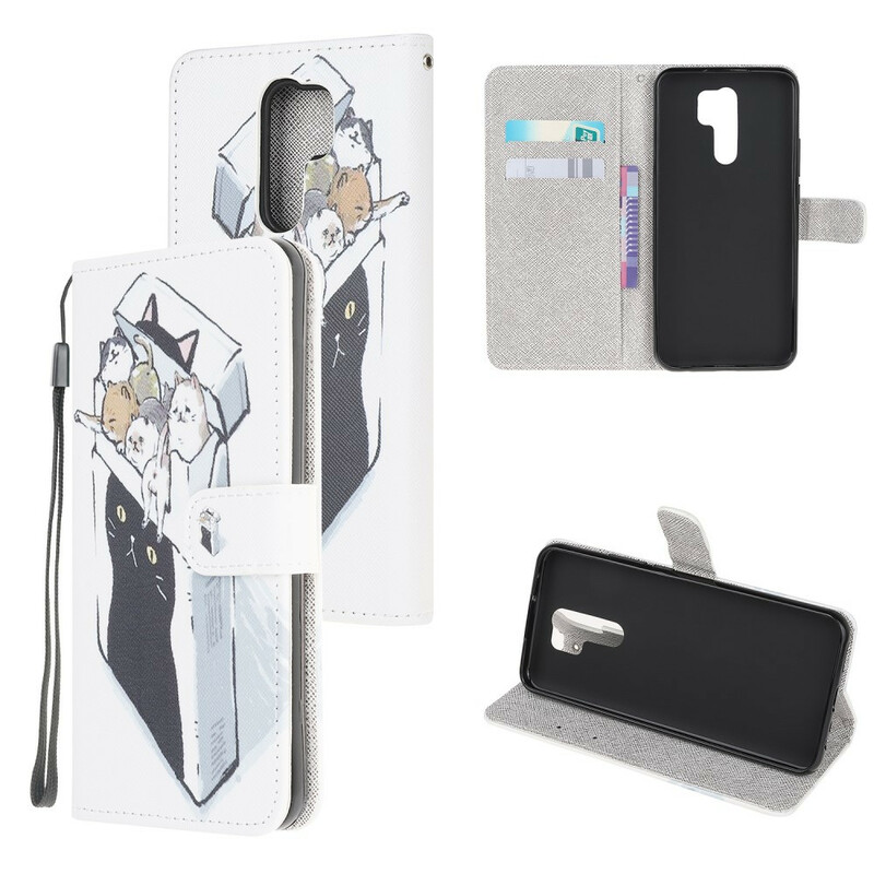 Case Xiaomi Redmi 9 Delivery Lanyard Cats