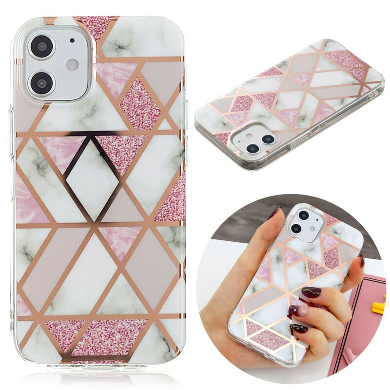 Case iPhone 12 Marble Geometry Colorful 2