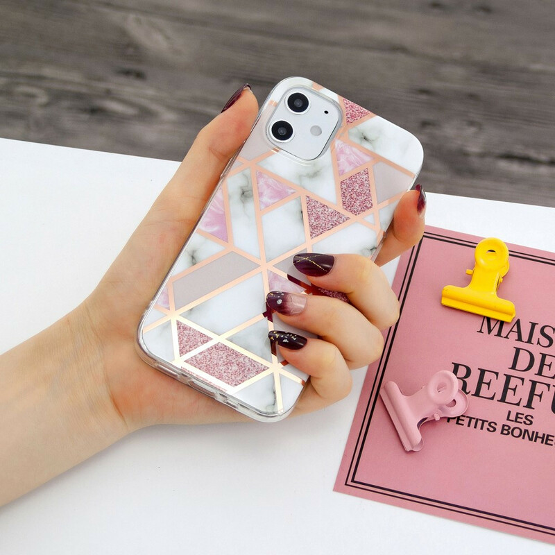 Case iPhone 12 Marble Geometry Colorful 2