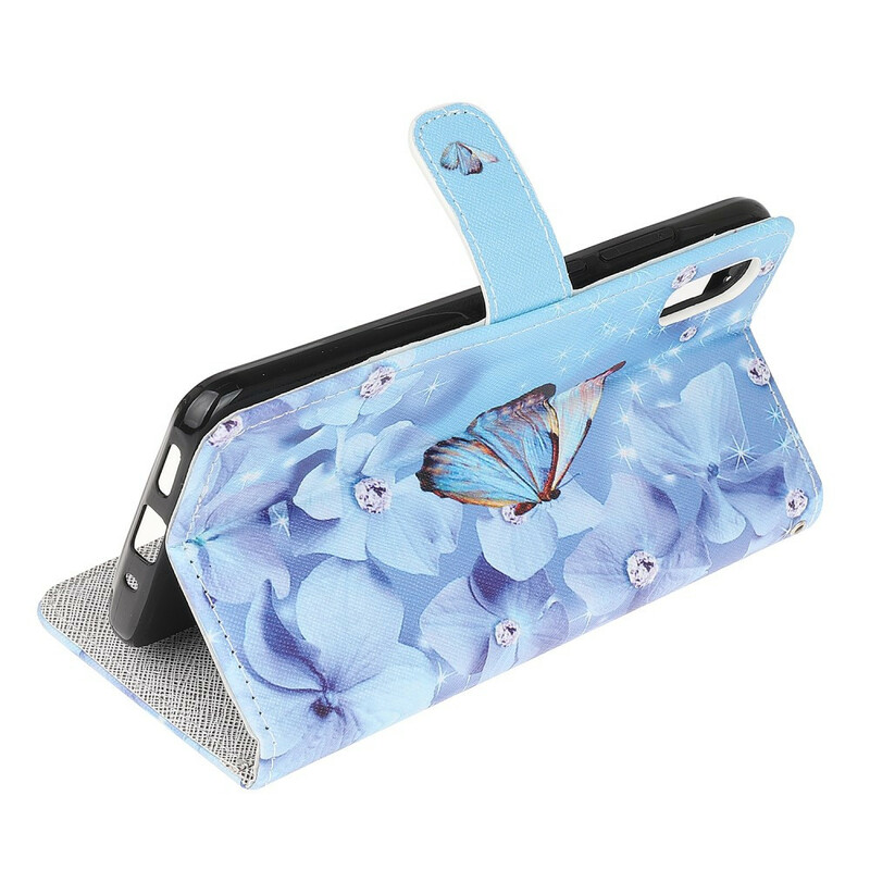 Xiaomi Redmi 9A Diamond Butterfly Lanyard Case