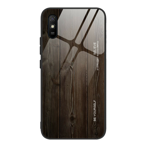 Xiaomi Redmi 9S Hard Case Tempered Glass Wood Design