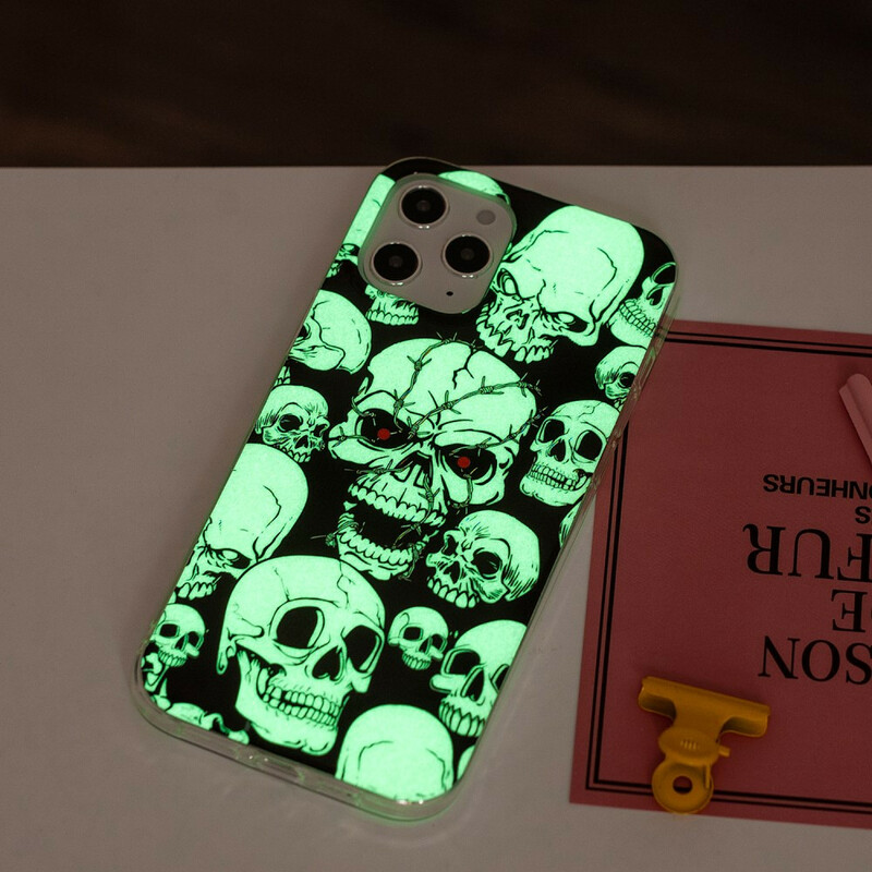 iPhone 12 Pro Max Case Caution Fluorescent Skulls