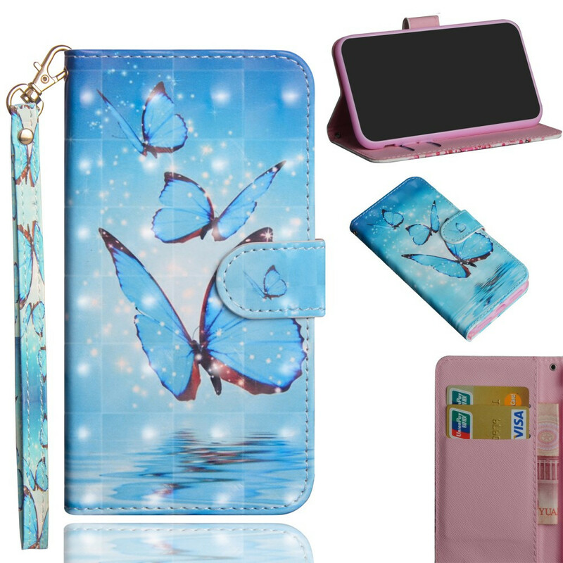 Cover iPhone 12 Pro Max Papillons Bleus Volants