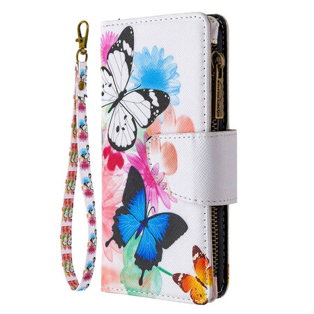 Cover Huawei P40 Lite E / Y7p Poche Zippée Papillons