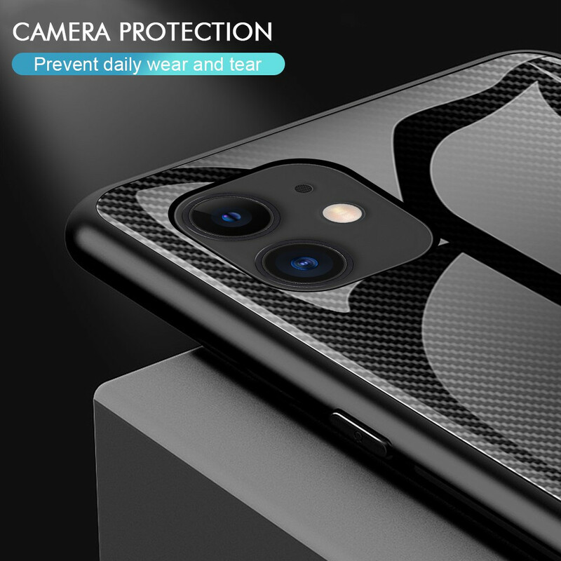 Case iPhone 12 Pro Max Tempered Glass Carbon Fiber Classic