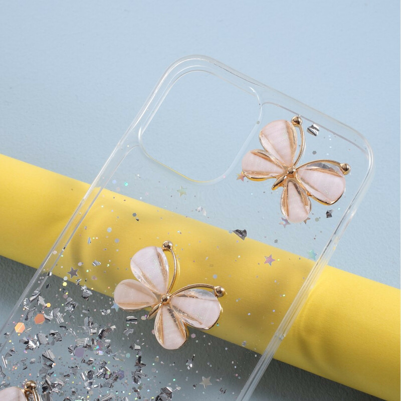 Case iPhone 12 Glitter Butterflies 3D