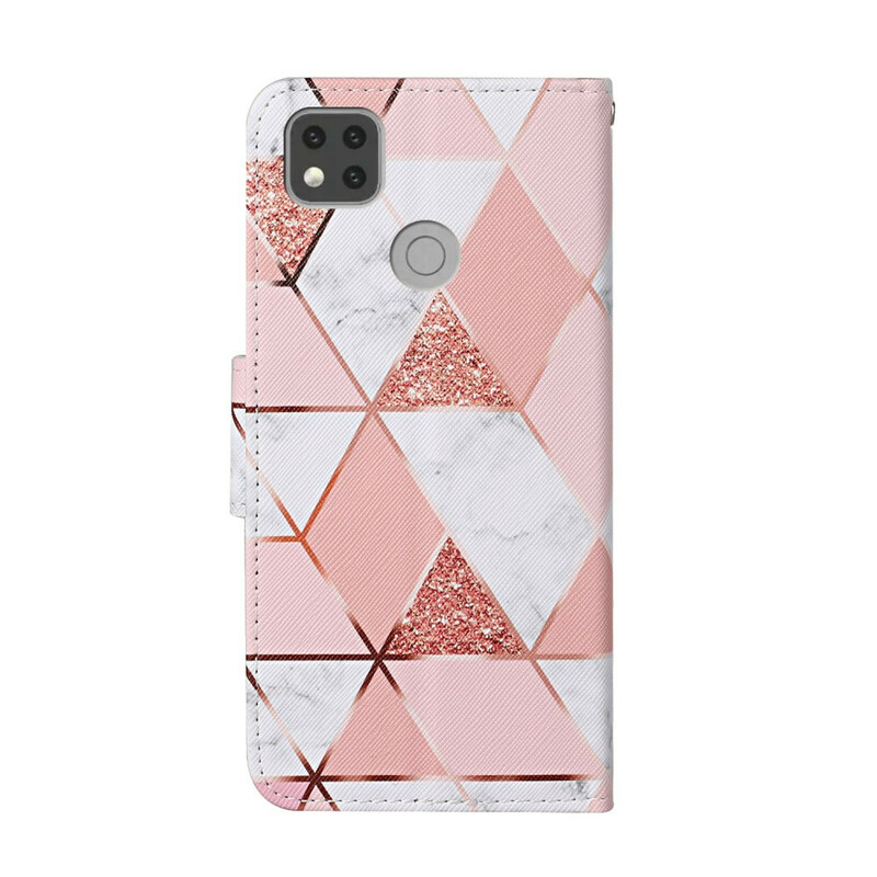 Xiaomi Redmi 9C Triangle Marble and Glitter Case