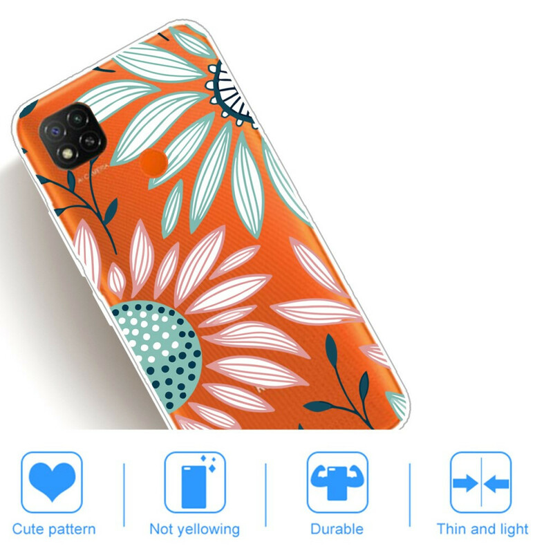 Xiaomi Redmi 9C Transparent Flower Case