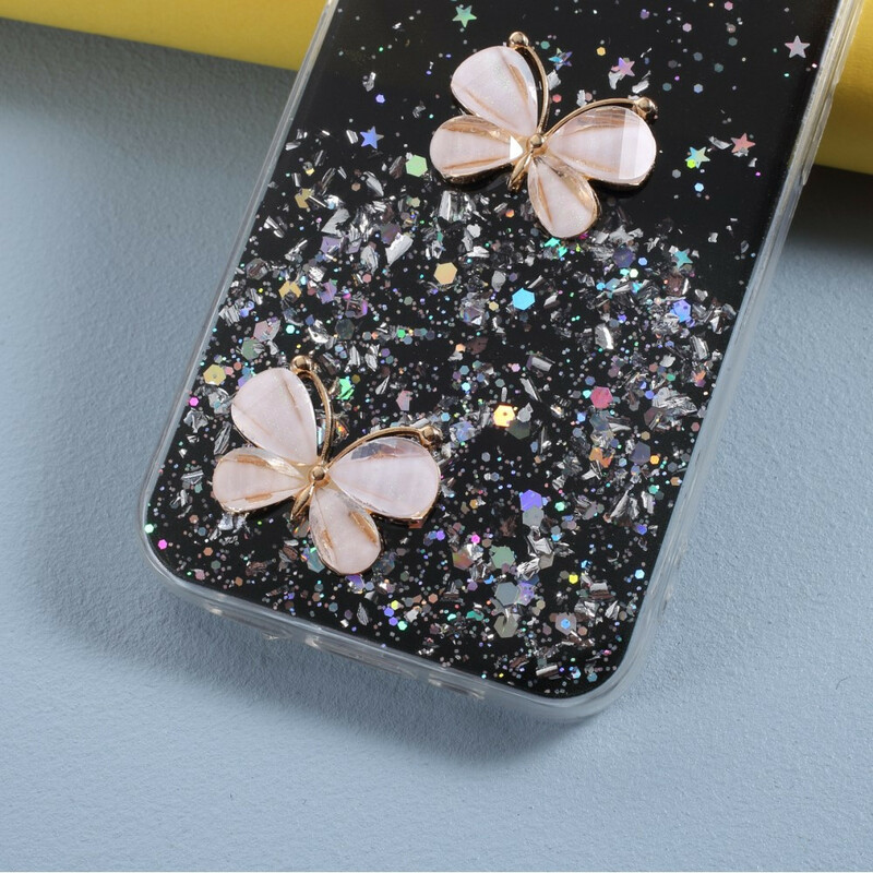 Case iPhone 12 Max / 12 Pro Glitter 3D Butterflies