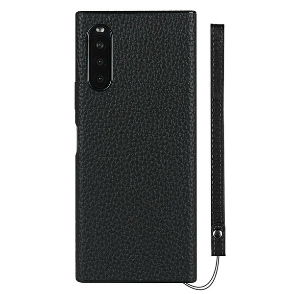 Sony Xperia 10 II Genuine Leather Case Lychee with Strap