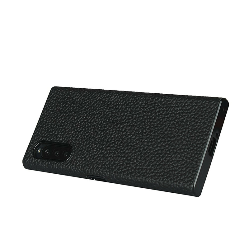 Sony Xperia 10 II Genuine Leather Case Lychee with Strap