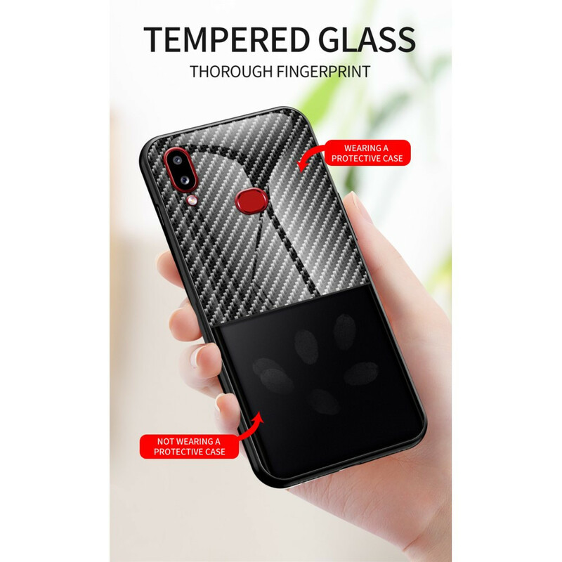Samsung Galaxy A10s Carbon Fiber Tempered Glass Case