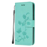 Case Samsung Galaxy M21 Butterflies And Flowers With Lanyard