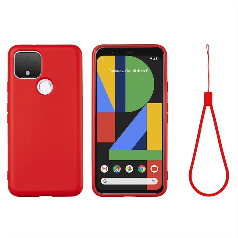 Google Pixel 4A 5G Case Liquid Silicone Design with Strap