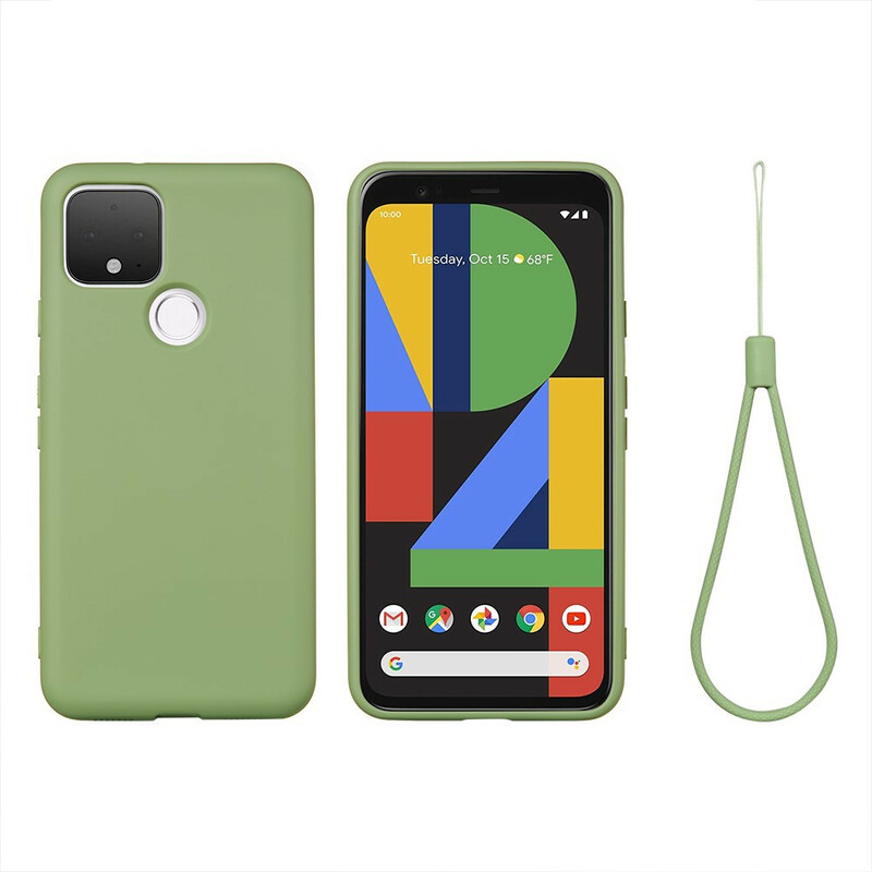 Google Pixel 4A 5G Case Liquid Silicone Design with Strap