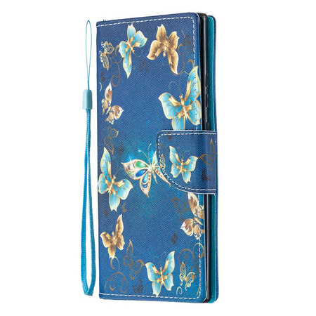 Samsung Galaxy Note 20 Ultra Case Colored Butterflies and Strap