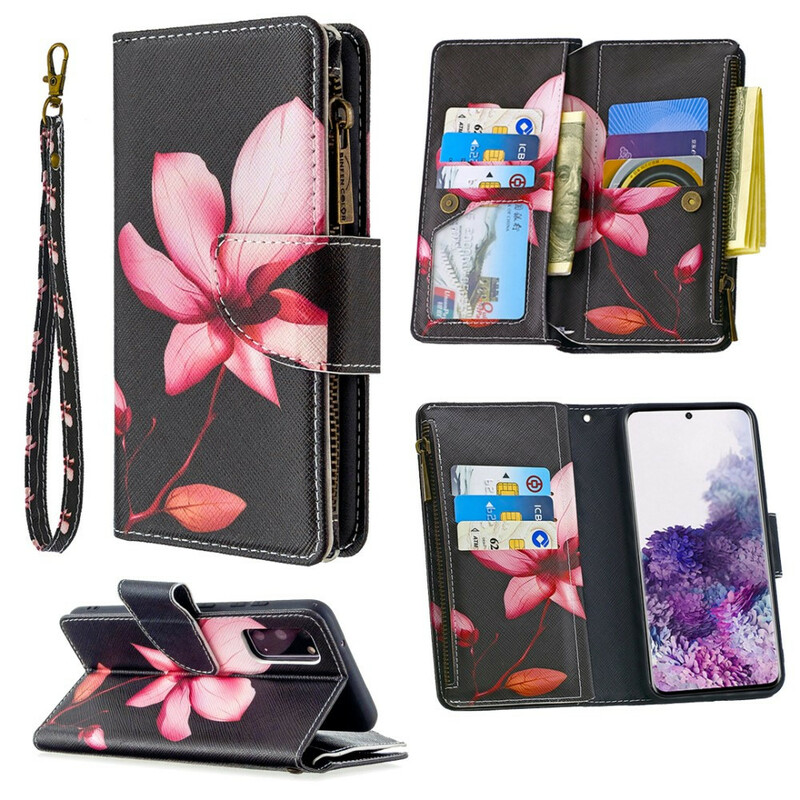 Case Samsung Galaxy S20 Zipped Pocket Flower