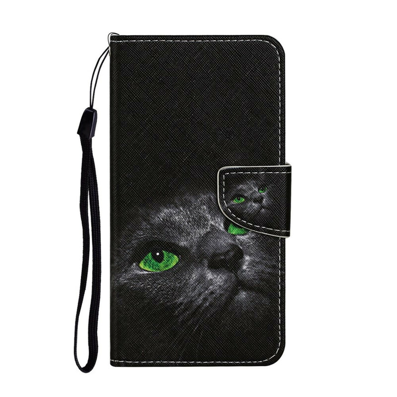 Samsung Galaxy S20 Ultra Green Eye Cat Case with Strap