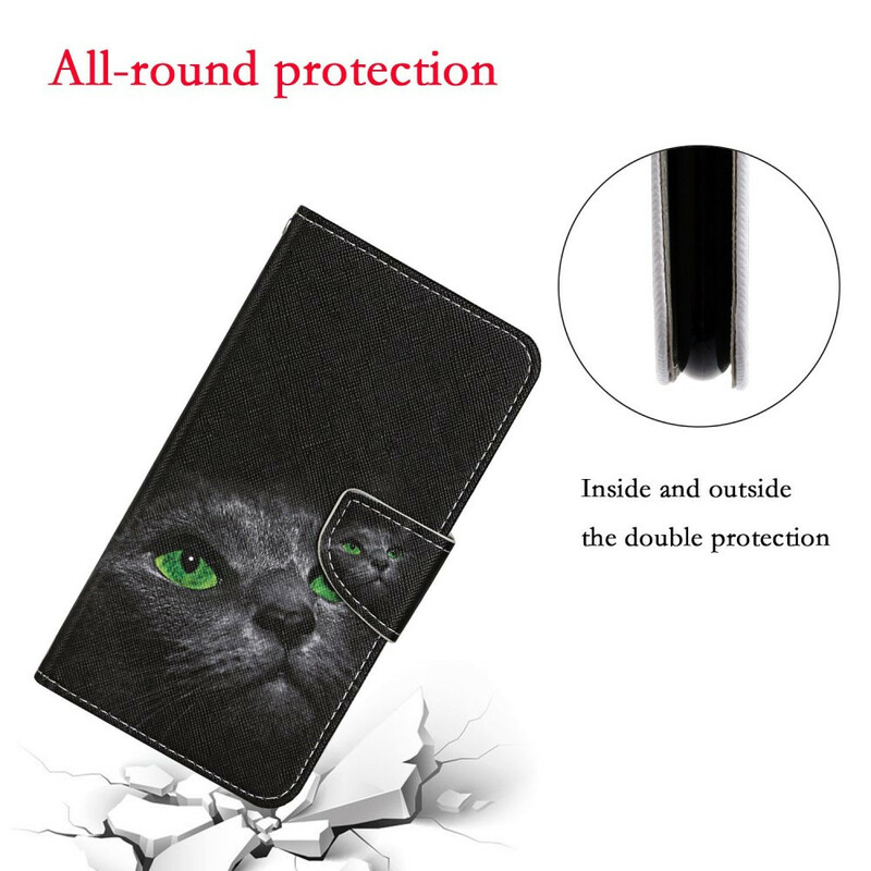 Samsung Galaxy S20 Ultra Green Eye Cat Case with Strap