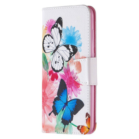 Xiaomi Redmi Note 9 Case Painted Butterflies and Flowers