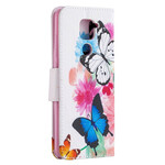 Xiaomi Redmi Note 9 Case Painted Butterflies and Flowers