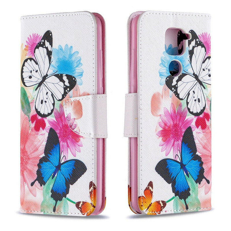 Xiaomi Redmi Note 9 Case Painted Butterflies and Flowers