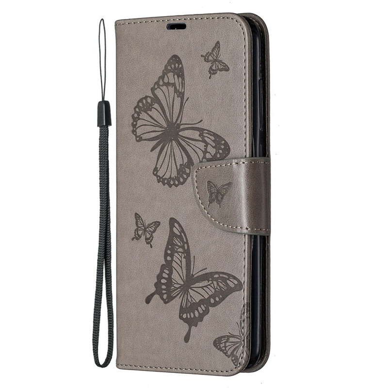 Xiaomi Redmi Note 9 Case Butterflies and Oblique Flap