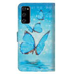 Cover Samsung Galaxy S20 FE Papillons Bleus Flounces