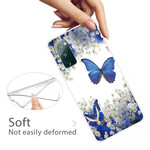 Samsung Galaxy S20 FE Case Blue Butterflies and Winter Flowers