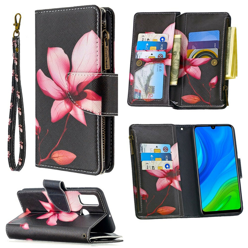 Case Huawei P Smart 2020 Zipped Pocket Flower