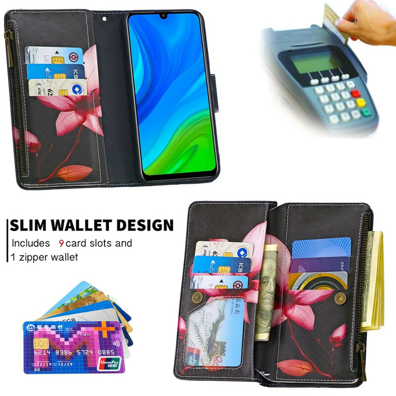 Case Huawei P Smart 2020 Zipped Pocket Flower