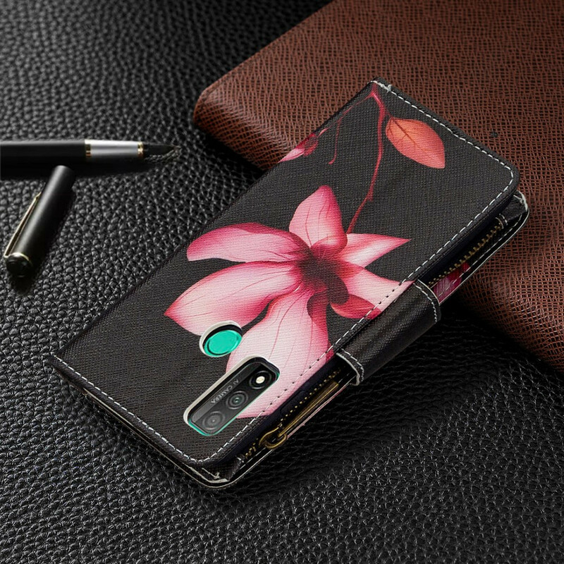 Case Huawei P Smart 2020 Zipped Pocket Flower