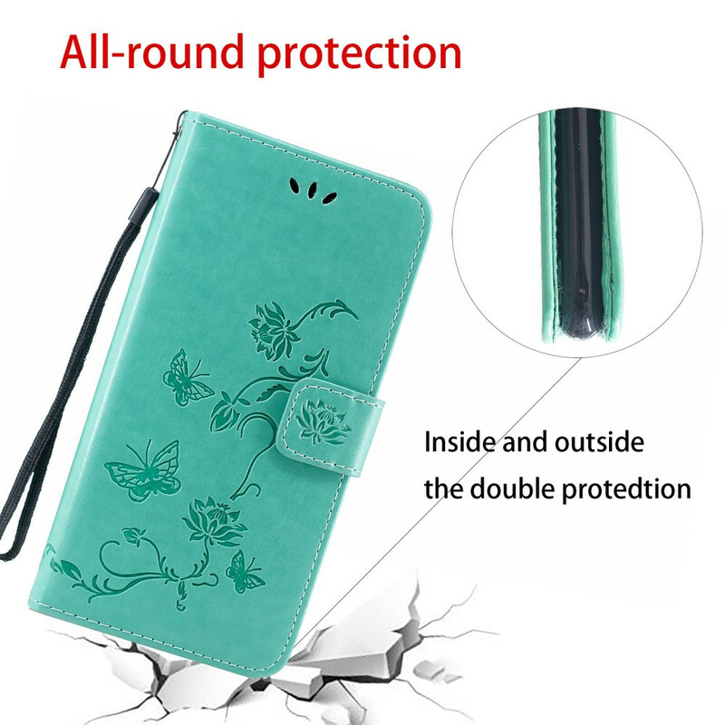 Case Huawei P Smart S Butterflies and Flowers with Strap