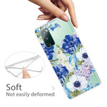 Samsung Galaxy S20 FE Transparent Watercolor Blue Flowers Case