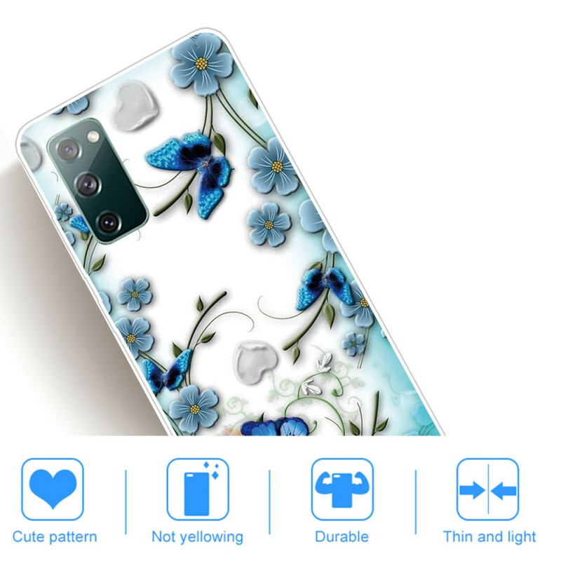 Samsung Galaxy S20 FE Clear Case Butterflies and Flowers Retro