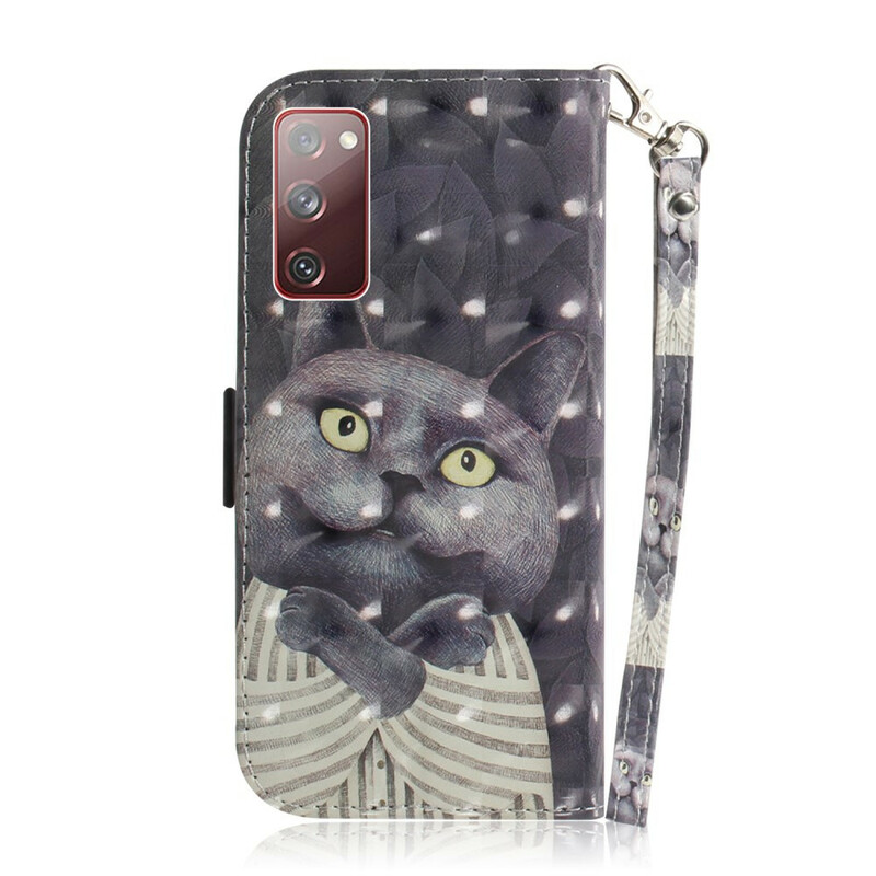 Samsung Galaxy S20 FE Grey Cat Strap Case