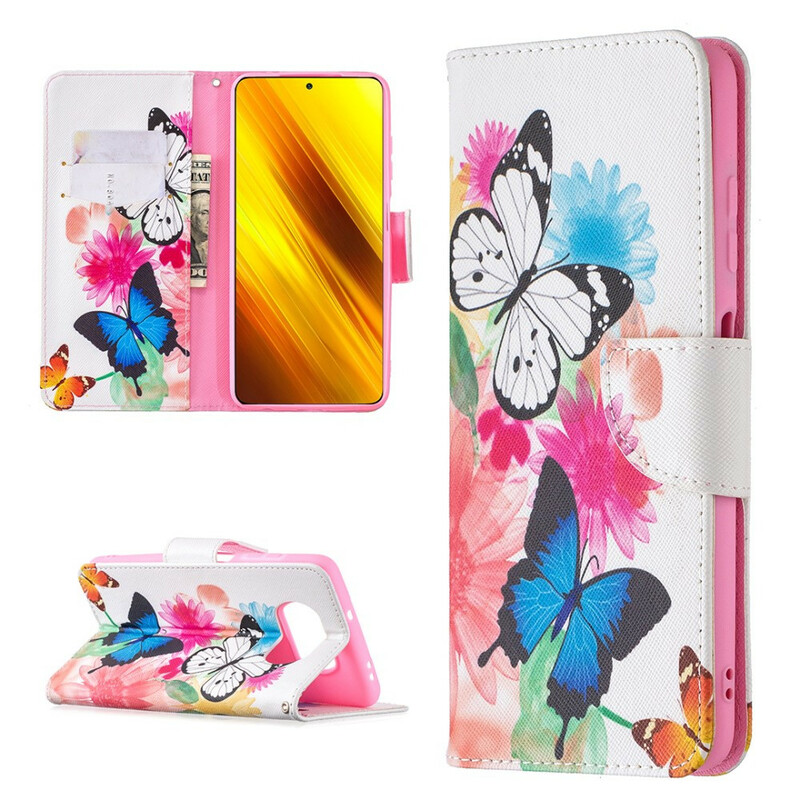 Case Xiaomi Poco X3 Painted Butterflies and Flowers