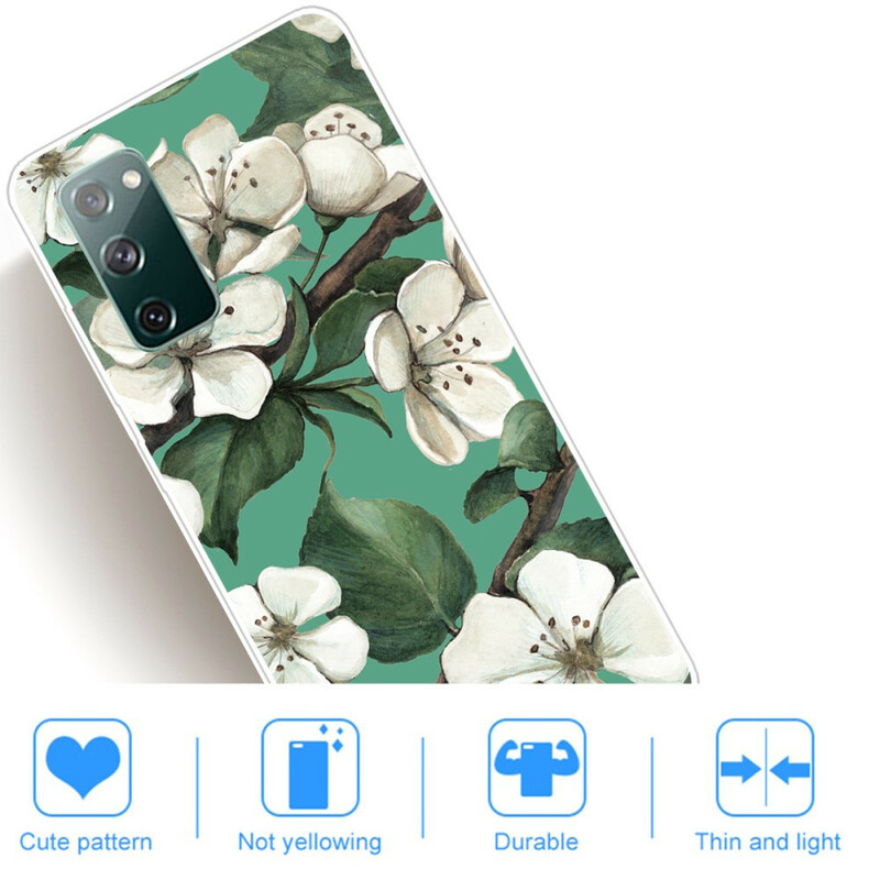 Cover Samsung Galaxy S20 FE Painted White Flowers
