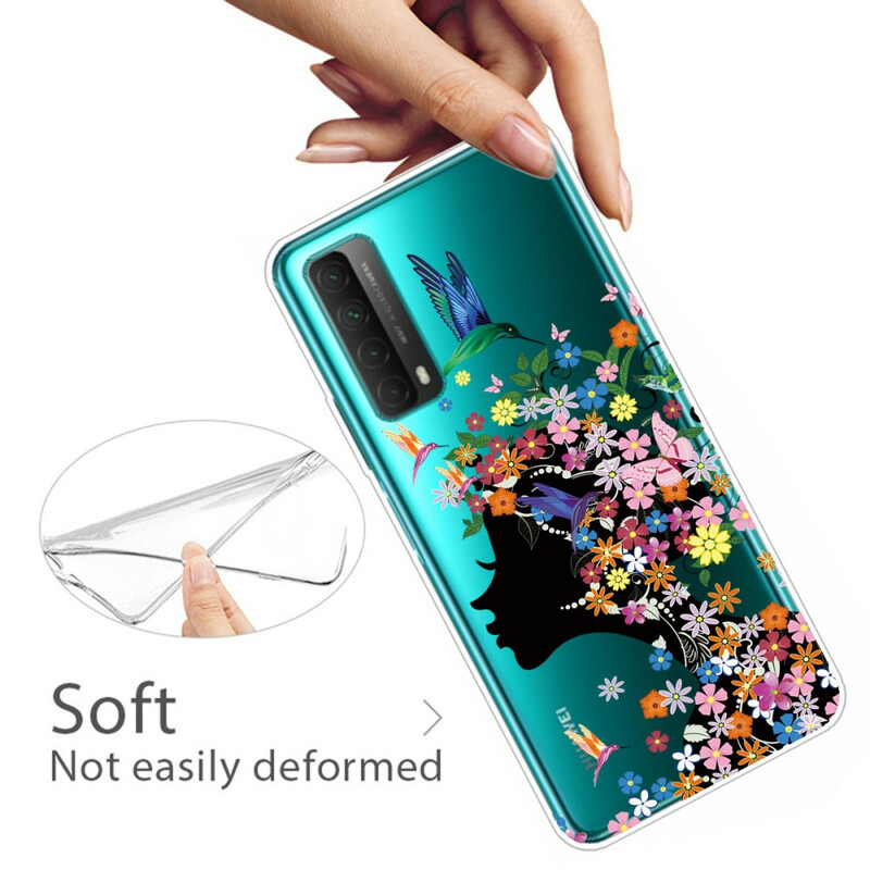 Huawei P Smart 2021 Transparent Flowered Girl Case