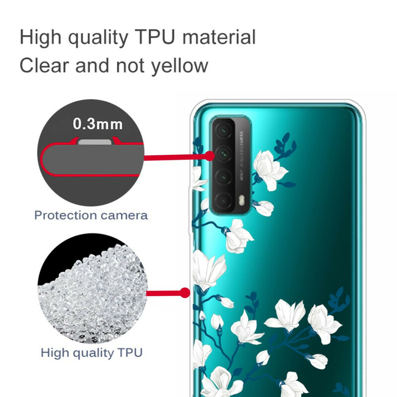 Cover Huawei P Smart 2021 White Flowers