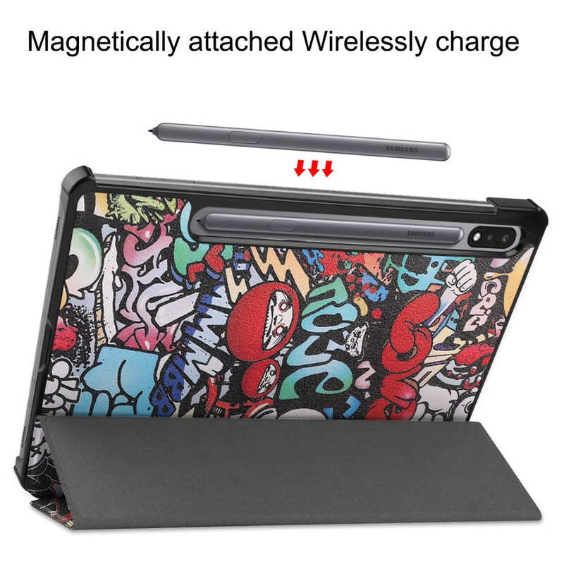 Smart Case Samsung Galaxy Tab S7 Porte-Crayon Graffitis